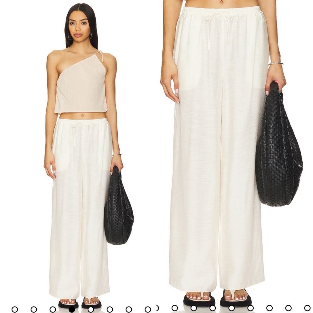 NWT Onia Textured Gauze Wide Leg Pant in Egret Size Medium